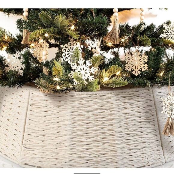 NIB Beautiful Christmas Tree Collar - Authentic 28" Cotton Rope Tree Collar Crea - Picture 10 of 10